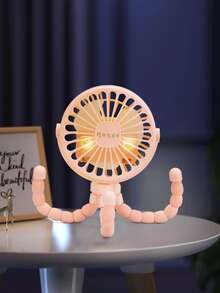 1入組usb可充電便攜式章魚迷你發光玩具風扇,可掛、放或包裹,3段速度選擇嬰兒車風扇手持無葉折疊迷你通風扇安靜桌面戶外冷卻頸掛風扇桌上風扇,適用於玩具風扇 - 粉色 - 查看 3