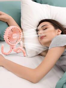 1入組usb可充電便攜式章魚迷你發光玩具風扇,可掛、放或包裹,3段速度選擇嬰兒車風扇手持無葉折疊迷你通風扇安靜桌面戶外冷卻頸掛風扇桌上風扇,適用於玩具風扇 - 粉色 - 查看 8