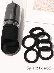 20入組女士多色彈性迷你髮圈，毛巾髮圈，盒裝，彈性馬尾扣，適用於日常休閒使用