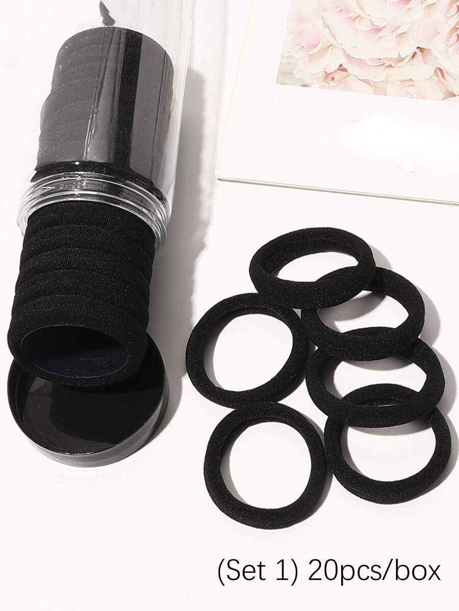 20入組女士多色彈性迷你髮圈，毛巾髮圈，盒裝，彈性馬尾扣，適用於日常休閒使用