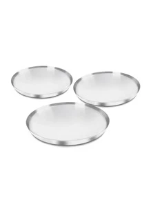 Kit 3 Formas Pizzas - 30 - 35 - 40cm - Prata - Visão 1