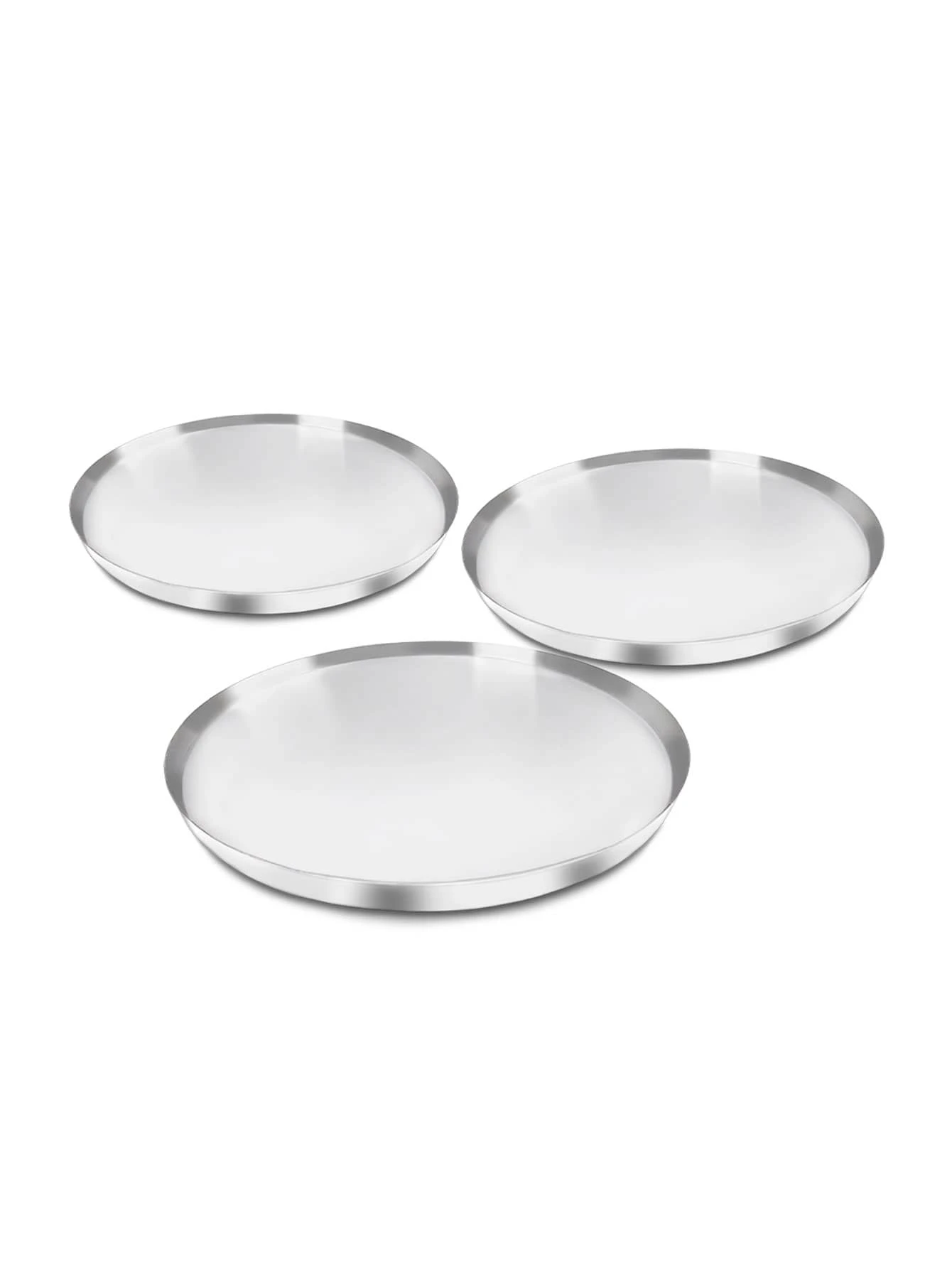 Kit 3 Formas Pizzas - 30 - 35 - 40cm - Prata - Visão 1