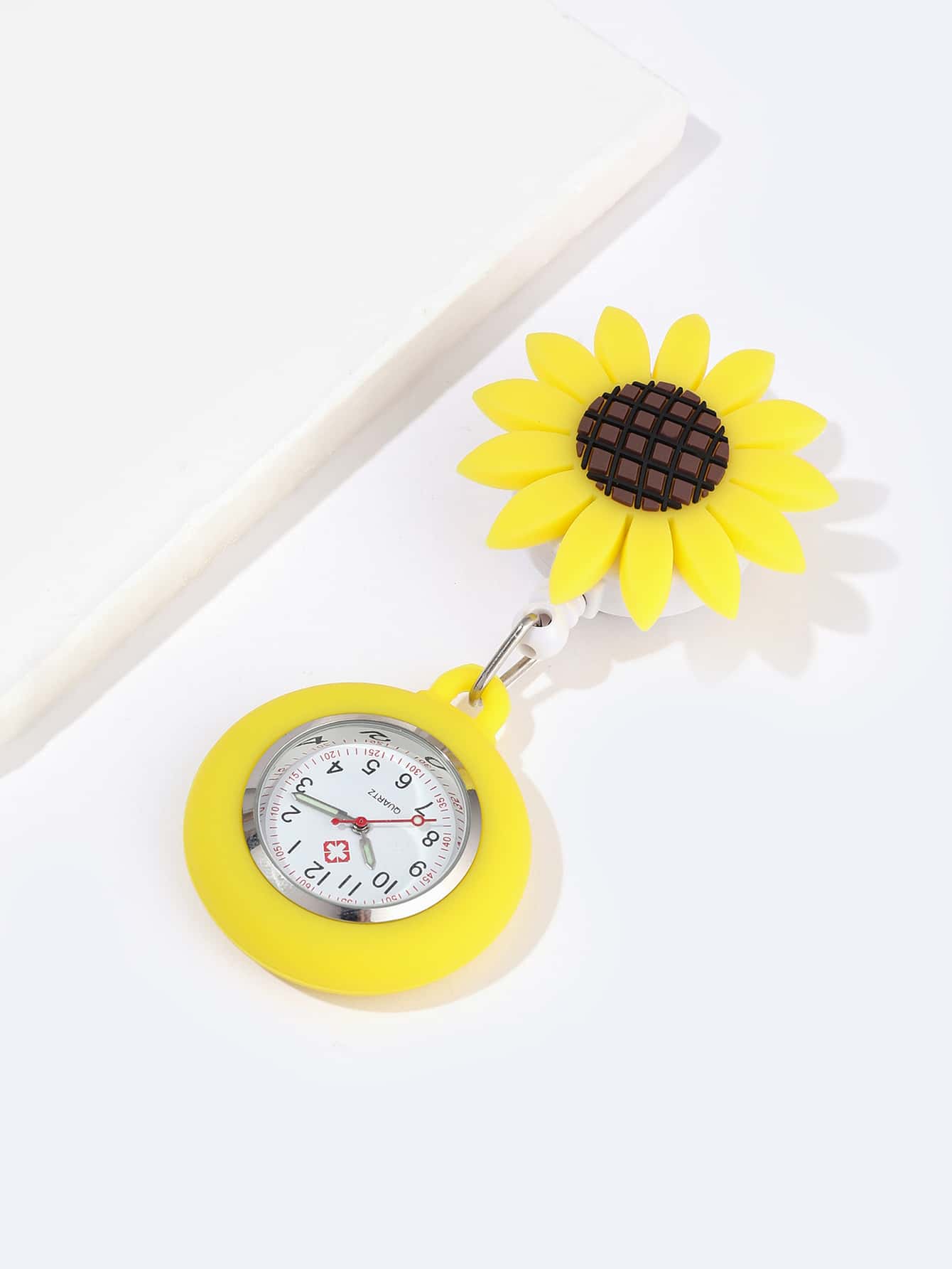 1pc Sunflower Patterned Nurse Watch With Buckle Design And Soft Silicone Strap, Clear Big Dial For Doctor And Nurse Valentines - White - View 1