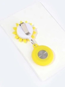 1pc Sunflower Patterned Nurse Watch With Buckle Design And Soft Silicone Strap, Clear Big Dial For Doctor And Nurse Valentines - White - View 3