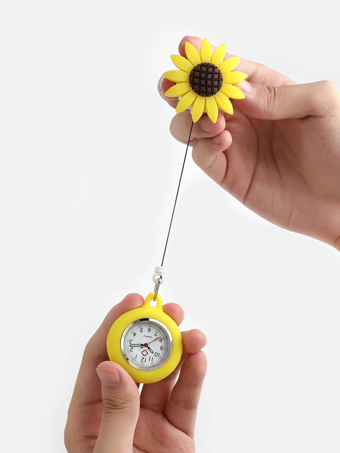 1pc Sunflower Patterned Nurse Watch With Buckle Design And Soft Silicone Strap Clear Big Dial For Doctor And Nurse