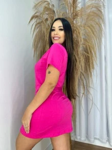 Women Dresses - 玫紅色 - 查看 2