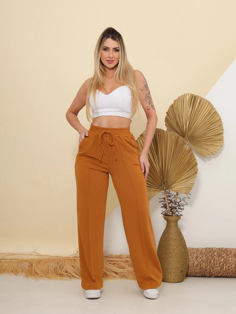Women Pants - 駝色 - 查看 1