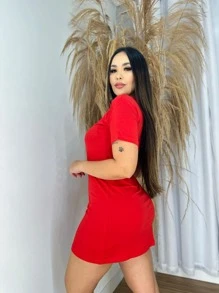 Camisão Vestido Blusão Feminino Confortável Moda Blogueira Lançamento verão - Vermelho - Visão 2