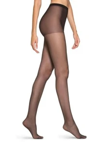 Women's 15 Thread Classic Nude Skin Tone Full-Fit High Waist Seamless Pantyhose - màu đen - Xem 3