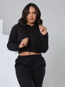 Conjunto Blusa de Frio de Moletom com Calça de Sarja - Preto - Visão 9