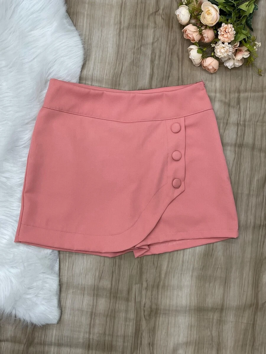 saia com short de alfaiataria - Rosa chiclete - Visão 1