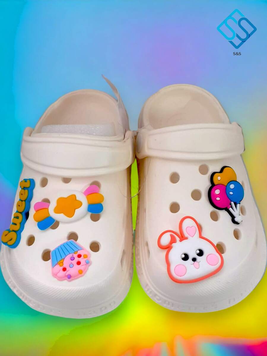 Divertidas sandalias con figuritas infantiles, para baño, ducha, antideslizantes, para exteriores, de verano, para niños y niñas - Blanco - Ver 1