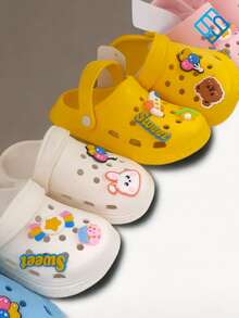 Divertidas sandalias con figuritas infantiles, para baño, ducha, antideslizantes, para exteriores, de verano, para niños y niñas - Blanco - Ver 3