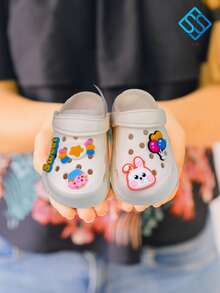 Divertidas sandalias con figuritas infantiles, para baño, ducha, antideslizantes, para exteriores, de verano, para niños y niñas - Blanco - Ver 2