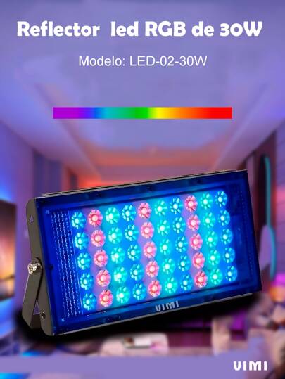 Reflector Led De 30W RGB Multicolor Con Control