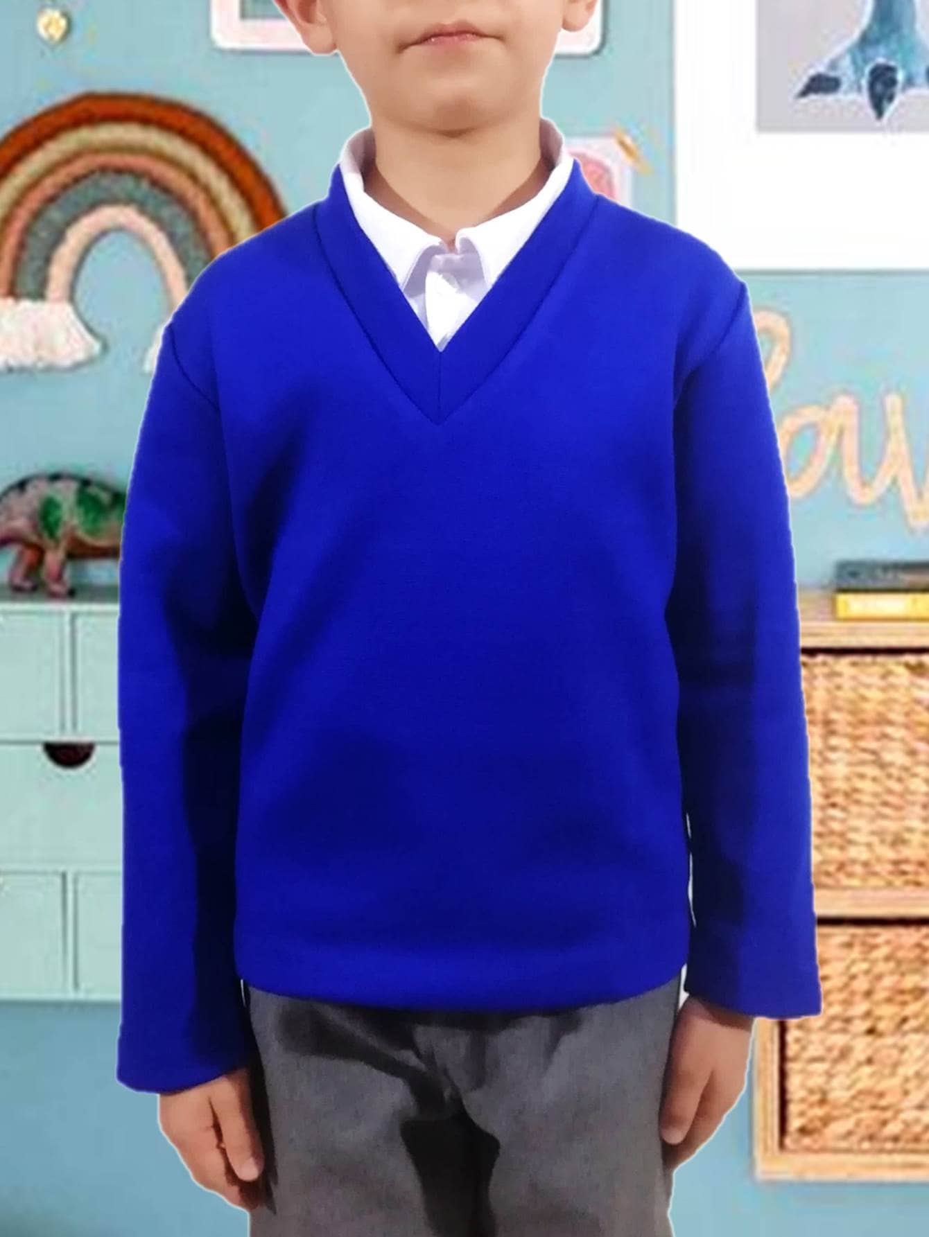 Closed V Neck Sweater Roma Knit School Uniform Reduced Sizes - Royal Blue - View 1
