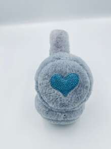 audifonos de peluche bonito diseño con corazon 3.5 - Azul - Ver 2