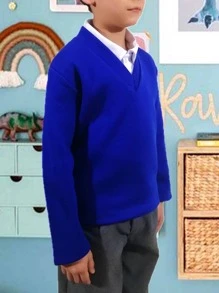 Closed V Neck Sweater Roma Knit School Uniform Reduced Sizes - Royal Blue - View 2