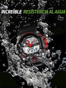Skmei Reloj Digital y Análogo, Deportivo y Militar, 3 Pantallas, Retroiluminación, Resistente al Agua, con Cronómetro, Temporizador, Alarma y Fecha, Modelo 1331 - Rojo - Ver 3