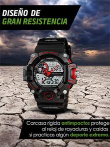 Skmei Reloj Digital y Análogo, Deportivo y Militar, 3 Pantallas, Retroiluminación, Resistente al Agua, con Cronómetro, Temporizador, Alarma y Fecha, Modelo 1331 - Rojo - Ver 5