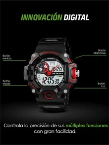 Skmei Reloj Digital y Análogo, Deportivo y Militar, 3 Pantallas, Retroiluminación, Resistente al Agua, con Cronómetro, Temporizador, Alarma y Fecha, Modelo 1331 - Rojo - Ver 7
