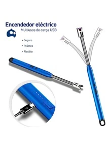 Encendedor Electrónico Bluelander de Aleación de Zinc con Cuello Flexible y Carga USB - Azul - Ver 2
