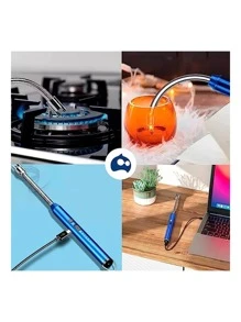 Encendedor Electrónico Bluelander de Aleación de Zinc con Cuello Flexible y Carga USB - Azul - Ver 7