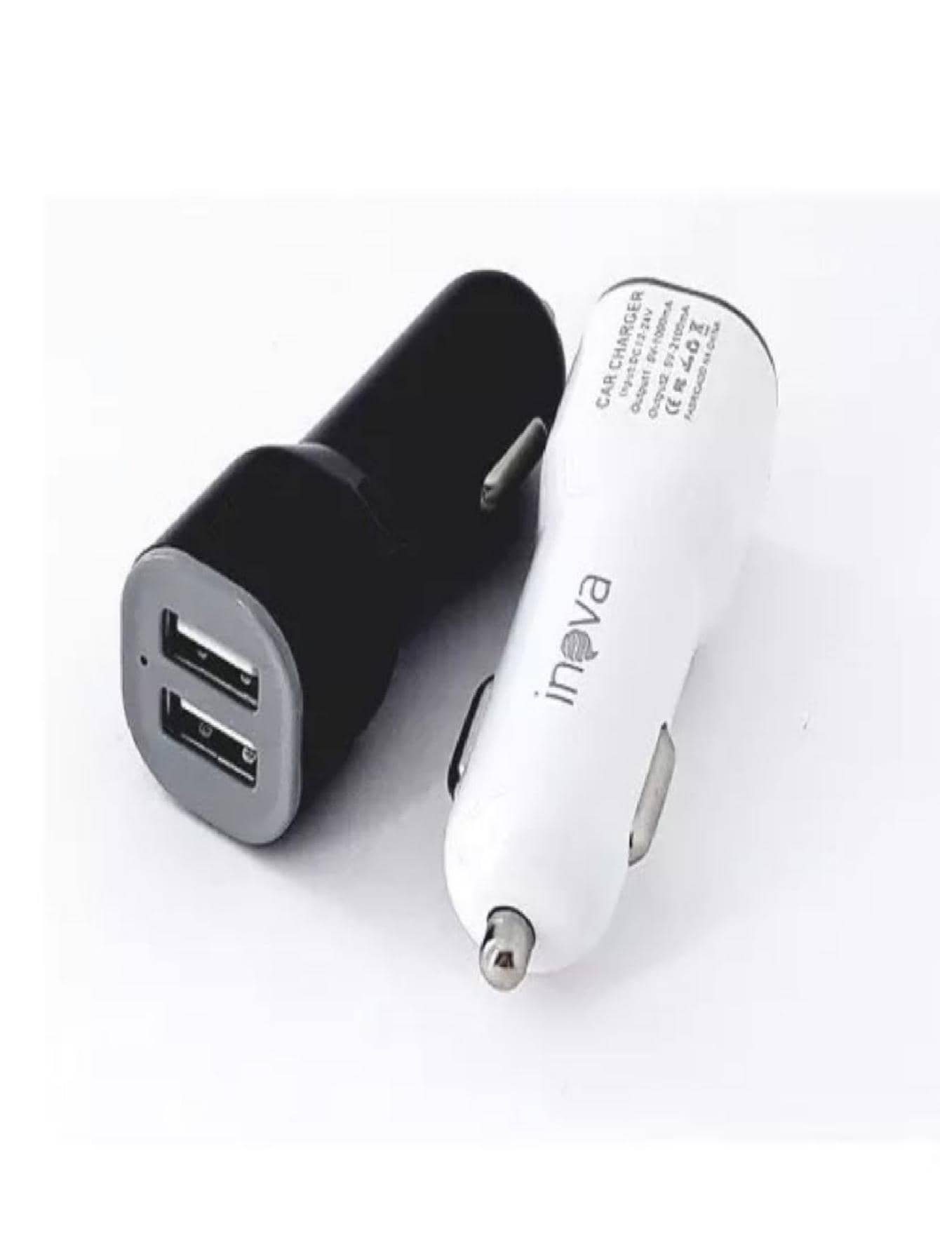 Carregador Inova para Celular Veicular Carro Fonte 2 entradas  USB Turbo Rápido - Preto - Visão 1