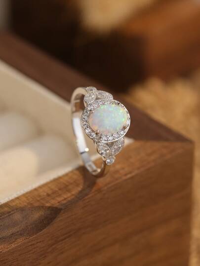 White Australian Opal Ring