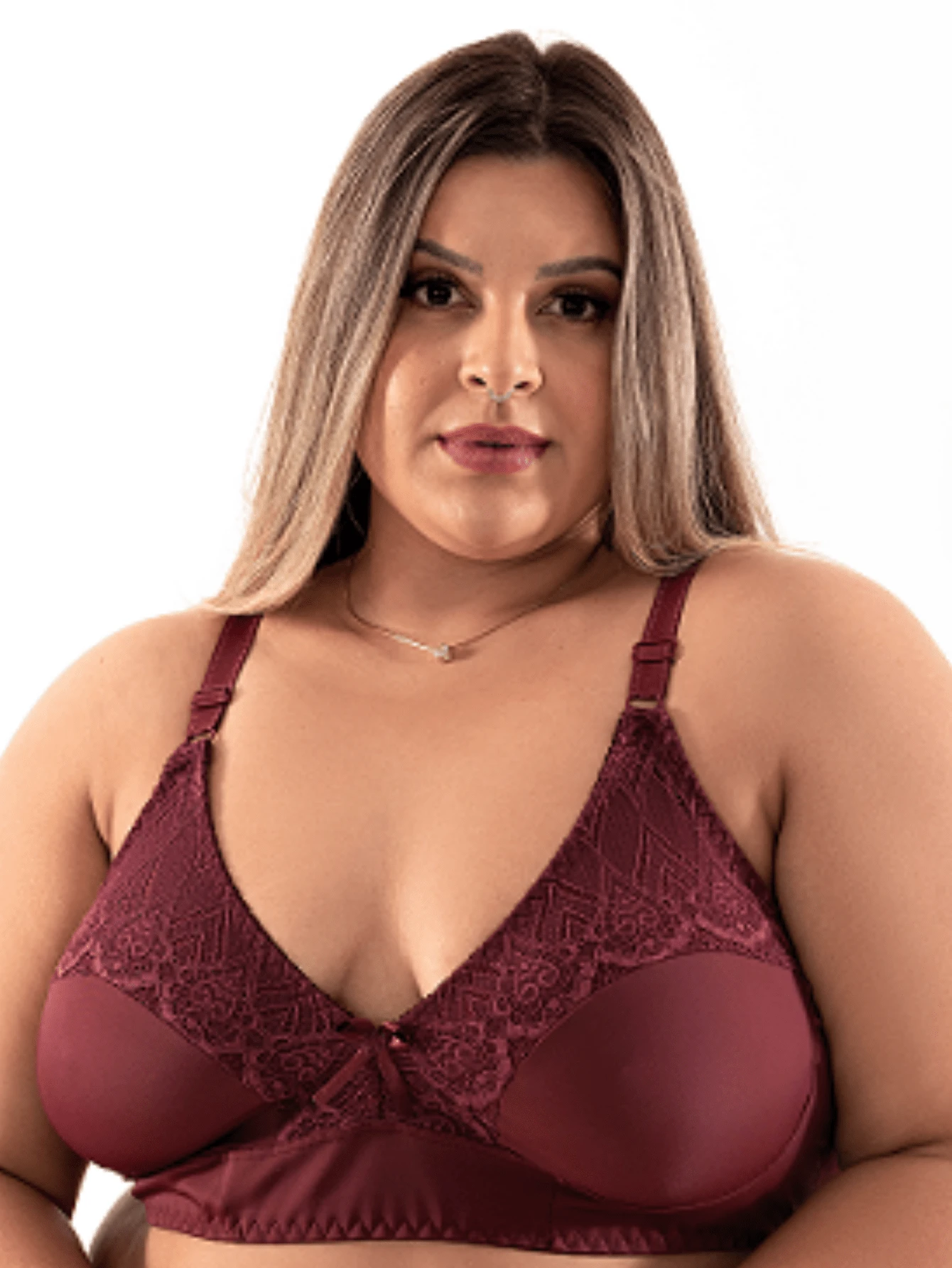 Plus Size Bras & Bralettes - 酒紅色 - 查看 1