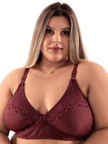 Plus Size Bras & Bralettes - 酒紅色 - 查看 2