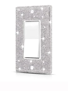 1 件壁板插座盖，电源插座插头盖，标准尺寸 4.50 英寸 X 2.76 英寸，银色水钻闪亮装饰灯开关盖板，适用于卧室配件家居装饰，贴纸，墙贴花，乙烯基贴花用于家居装饰，春季装饰物品让您的家焕然一新，节日装饰贴纸礼物生日毕业 - 銀色 - 查看 2