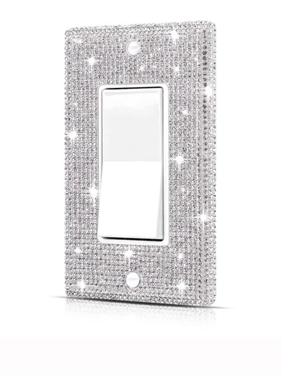 1 件壁板插座盖，电源插座插头盖，标准尺寸 4.50 英寸 X 2.76 英寸，银色水钻闪亮装饰灯开关盖板，适用于卧室配件家居装饰，贴纸，墙贴花，乙烯基贴花用于家居装饰，春季装饰物品让您的家焕然一新，节日装饰贴纸礼物生日毕业