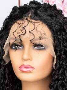 蕾絲前合成假髮頭髮多種可供選擇 24 英寸長深蕾絲前女式嬰兒髮 - 黑色 - 查看 5