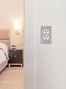 墙板插座盖，电源插座插头盖，标准尺寸 4.50 英寸 X 2.76 英寸，银色水钻闪亮装饰灯开关盖板，适用于卧室配件家居装饰、贴纸、墙贴花、乙烯基贴花，用于家居装饰、春季装饰物品，让您的家焕然一新，拉玛装饰贴纸礼物生日毕业 - 銀色 - 查看 4