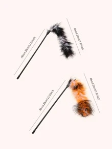 1 pieza varita de juguete para gato con plumas de color aleatorio, juguete con plumas para gato