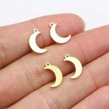 10 piezas de 12x8mm Colgantes con forma de luna de color dorado de acero inoxidable para hacer collares DIY, accesorios para fabricación de joyería