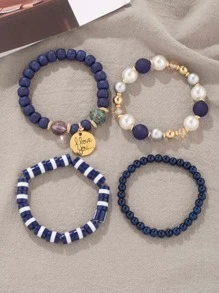 Nhiều Sự phối hợp Của 4pcs Tối giản Cơm Kết cườm Vòng tay , Lý tưởng Đối với Mỗi ngày Mặc - Nhiều màu - Xem 3