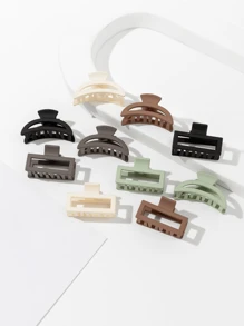 10 piezas de pinzas de pelo mini mate geométricas casuales - Multicolor - Ver 2