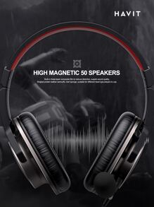 HAVIT H2030S 高磁 50 揚聲器輕質隔音專業遊戲耳機帶可插拔麥克風 - 黑色+赭色 - 查看 4