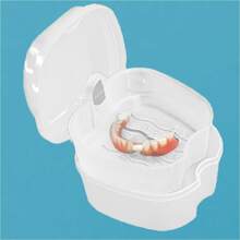 1pc Orthodontic Retainer Box, Cleaning Case For Denture, Artificial Teeth, Oral Care Product - White - View 1