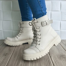 Women Fashion Boots - Beige - View 1