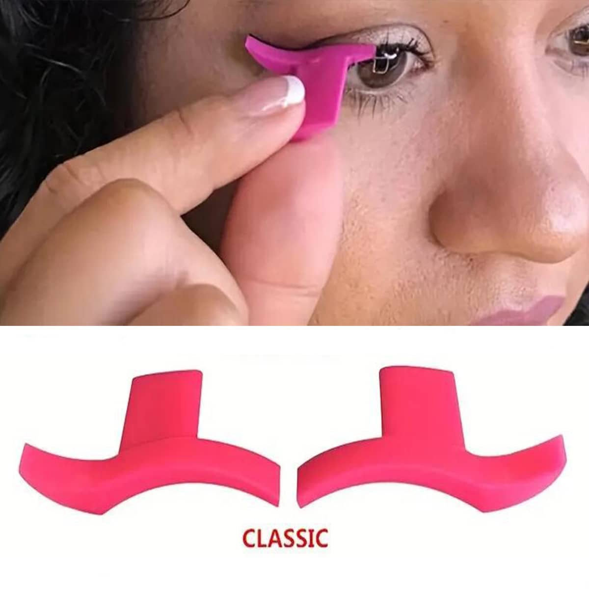 2pcs Silicone Eye Makeup Stamp, Including Wing Eyeliner Stamp And Eyelash Stamp - Hot Pink - View 1