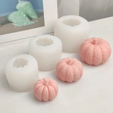 大中小号羊毛南瓜形蜡烛硅胶模具、石膏和肥皂制作工具、派对装饰 - 白色 - 查看 1