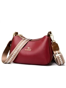 女時尚復古多口袋手提女包聚會郊遊購物單肩斜挎包新款時尚百搭 - 紅色 - 查看 2