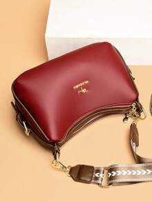 女時尚復古多口袋手提女包聚會郊遊購物單肩斜挎包新款時尚百搭 - 紅色 - 查看 3