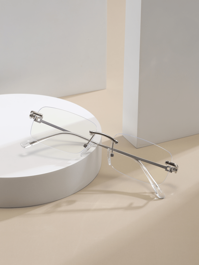 1pc Unisex Rimless Metal Glasses, Clear Glasses Accessories