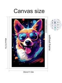 Dog Shaped Diamond Painting (30*40cm) Without Frame, Diy Canvas With Tools Included - Black - View 3