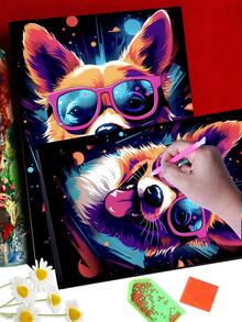 Dog Shaped Diamond Painting (30*40cm) Without Frame, Diy Canvas With Tools Included - Black - View 2