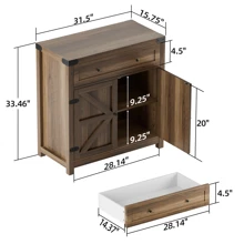 Flamaker Furmax Floor Storage Accent Cabinet Kitchen Sideboard Buffet Cabinet With Drawer And Adjustable Shelf Barn Door Storage Cabinet For Kitchen, Dining Room, Bathroom, Entryway - Brown - View 8